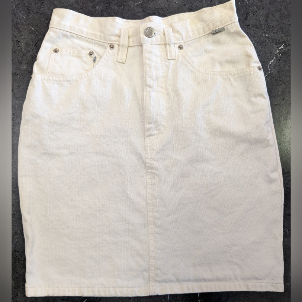 USA Made ESPRIT Jean Skirt Size 25 off white mini denim skirt